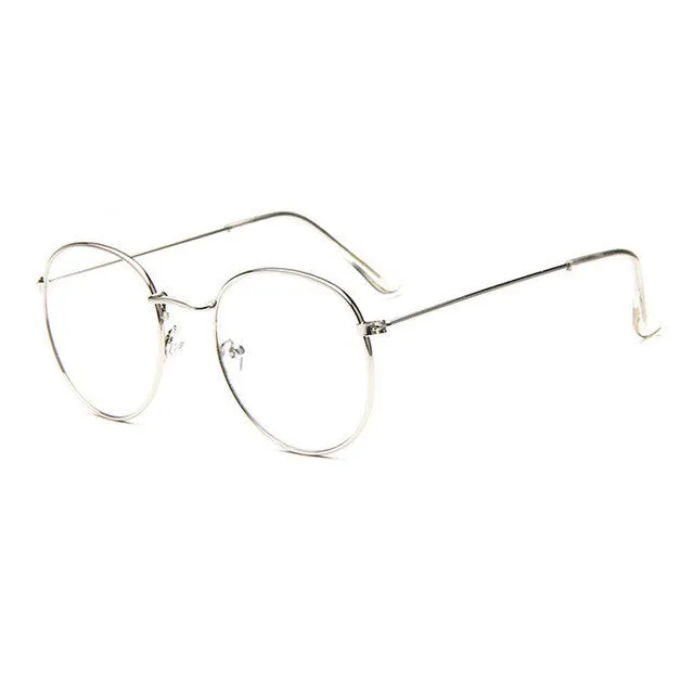 Fashion Vintage Women Eye Glasses frames Plain Mirror Literary Harajuku big Metal oval frame glasses Oculos Feminino Masculino