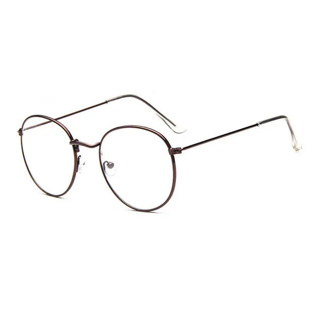 Fashion Vintage Women Eye Glasses frames Plain Mirror Literary Harajuku big Metal oval frame glasses Oculos Feminino Masculino