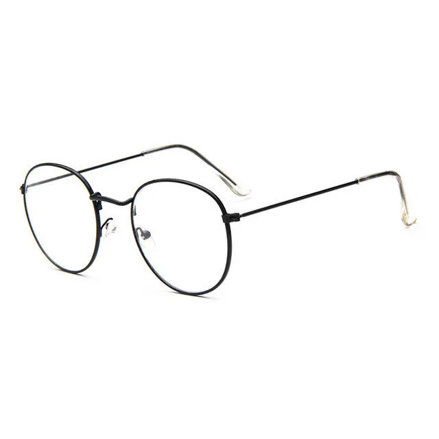 Fashion Vintage Women Eye Glasses frames Plain Mirror Literary Harajuku big Metal oval frame glasses Oculos Feminino Masculino