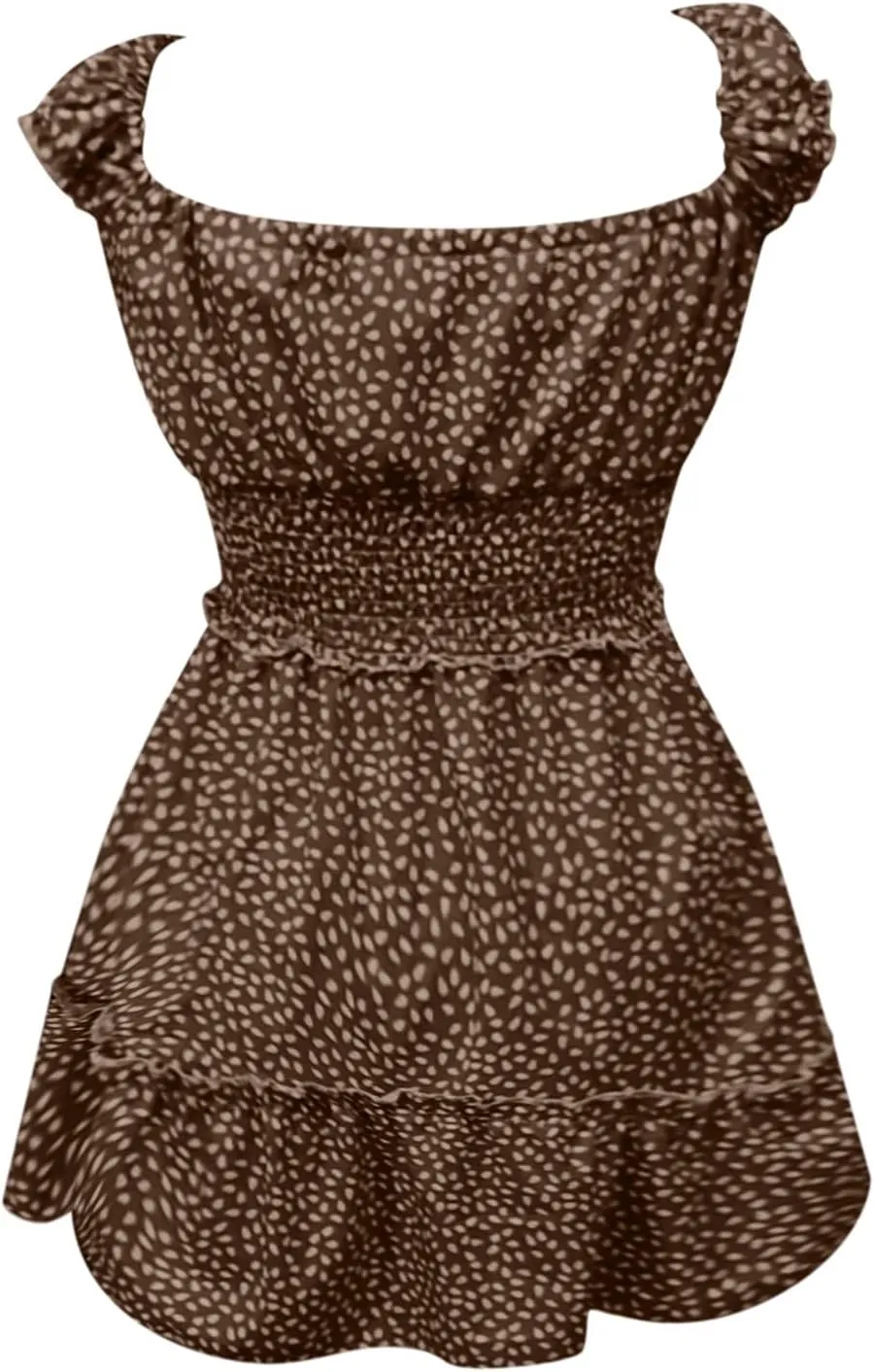 Floral Dress for Women Square Neck Ruffle Cap Sleeve Tie Front Mini Dress A Line Tiered Elastic Waist Summer Dresses