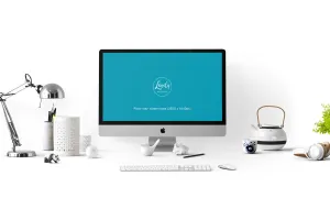 Free Stylish Workspace with Apple iMac Mockup