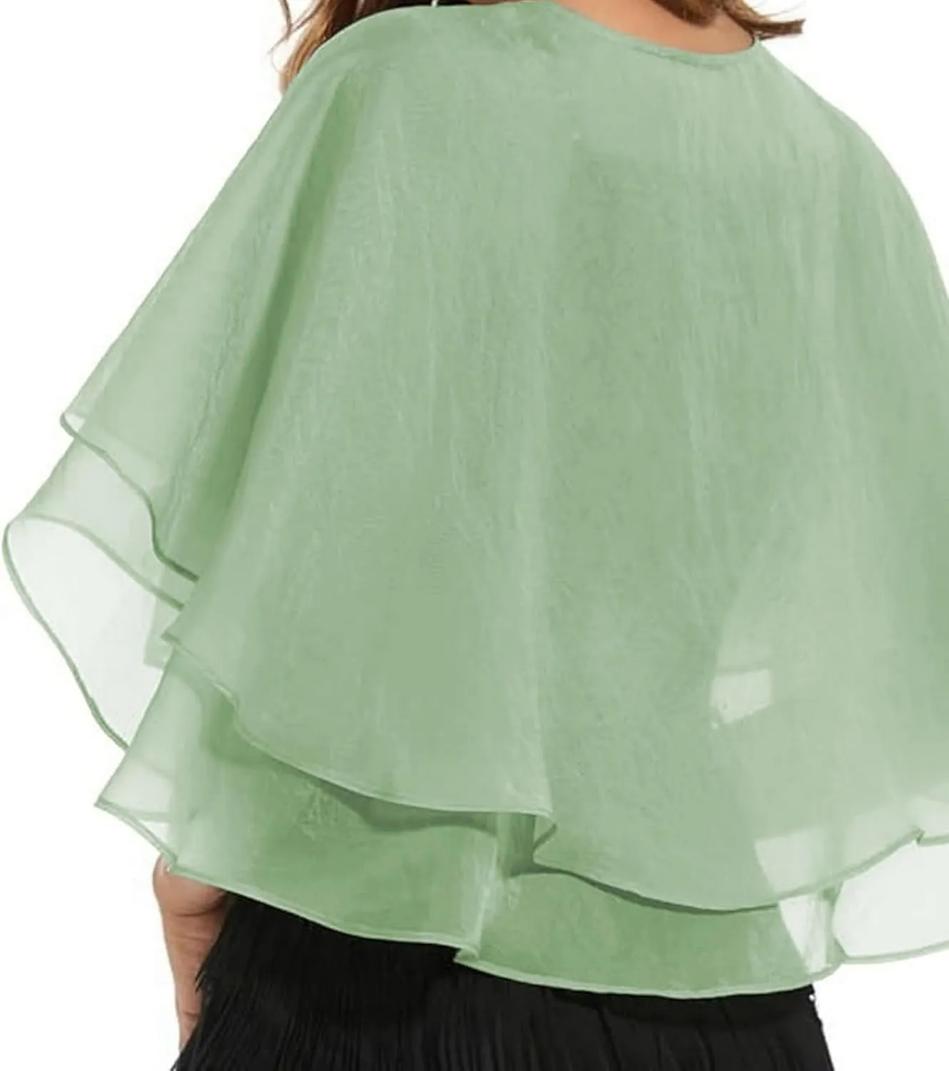 GIBZ Women's Shawl and Wraps, Shiffon Open Front Sheer Cardigan with Buckle, Cape Scarves for Wedding Evening Dress Cover Up