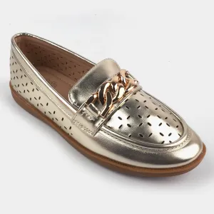 Girls Loafers 693-2-Gold