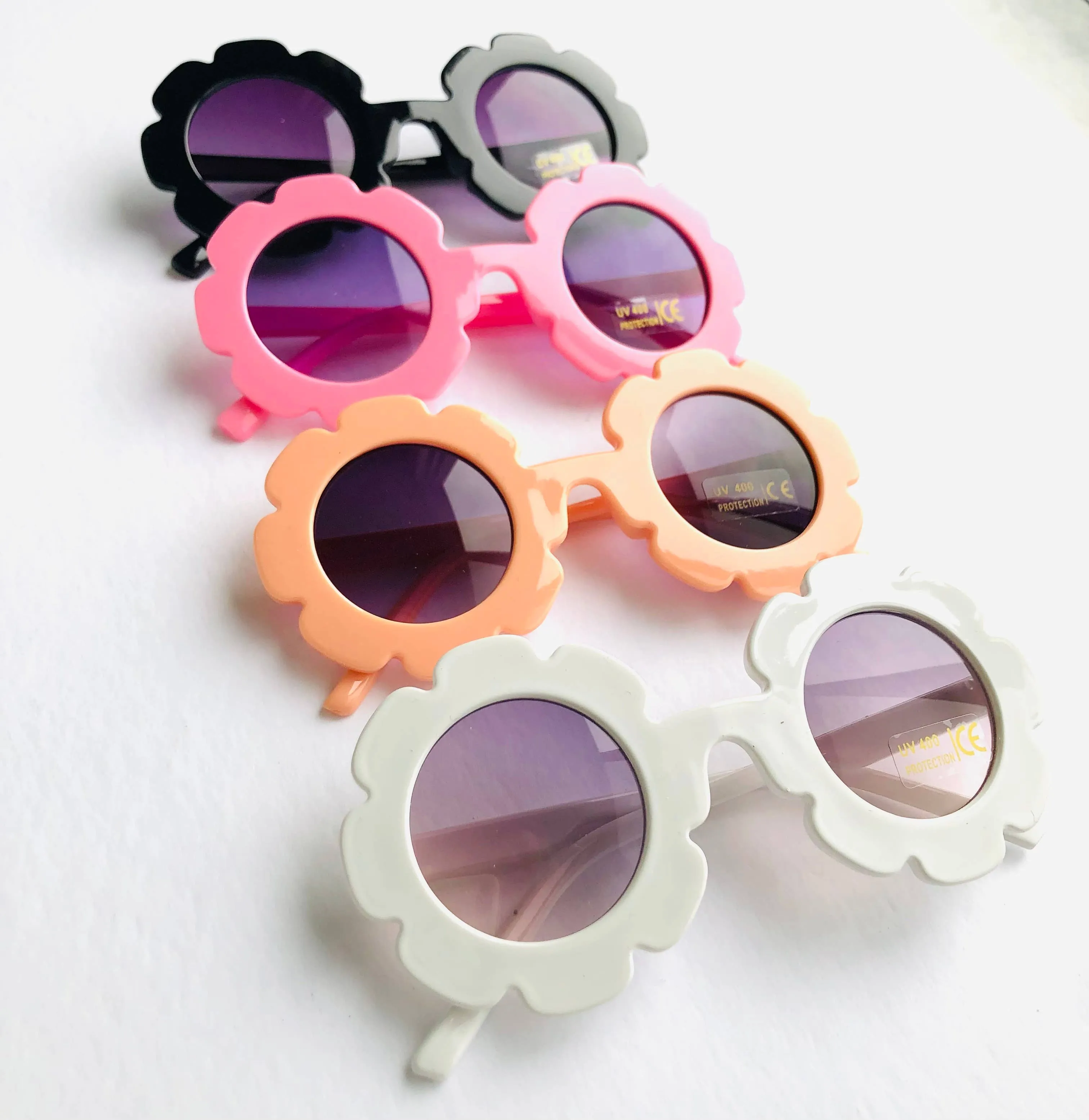 Girl's sunglasses sunflower shape - glossy finish: White
