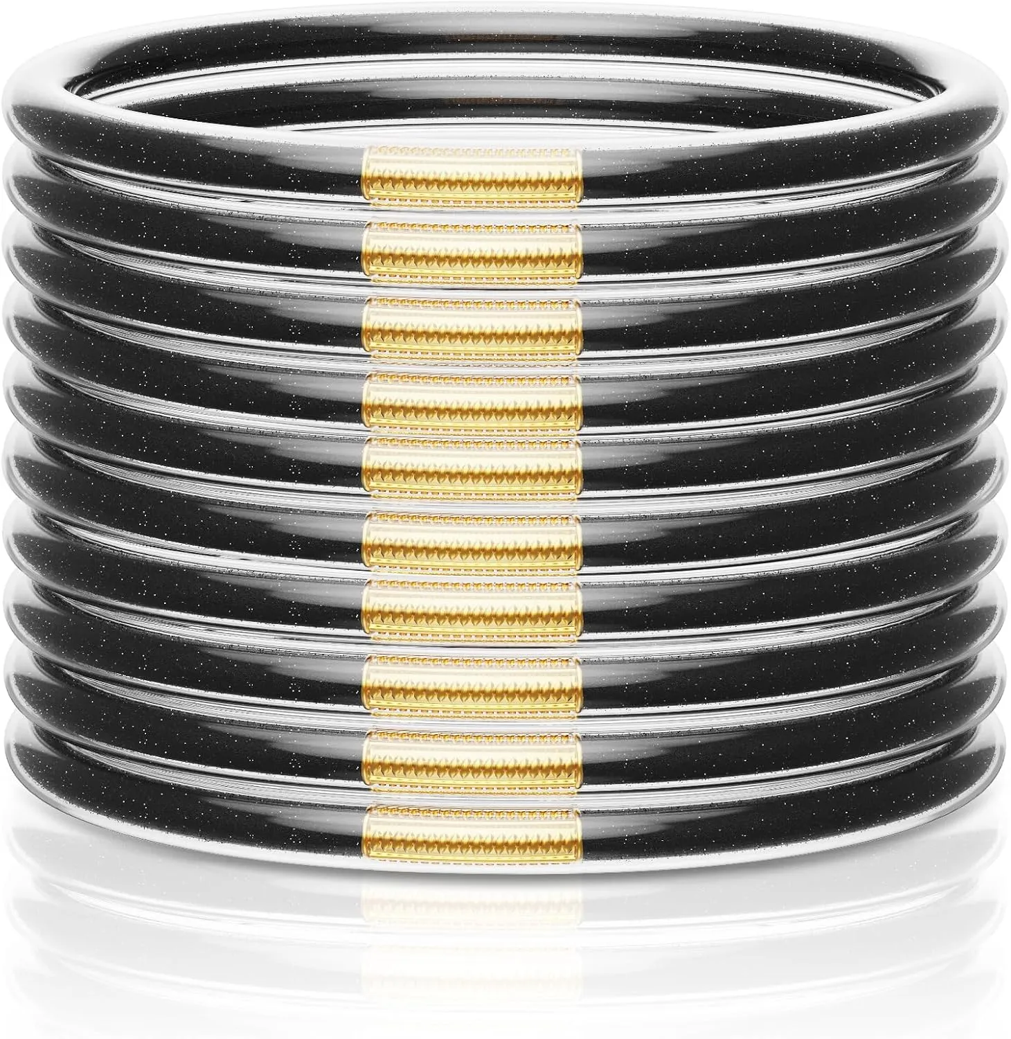 Glitter Jelly Bracelets, Soft Silicone Glitter Filled Jelly Bangles Bracelets Women- Sparkling Fashion Bangles for Women