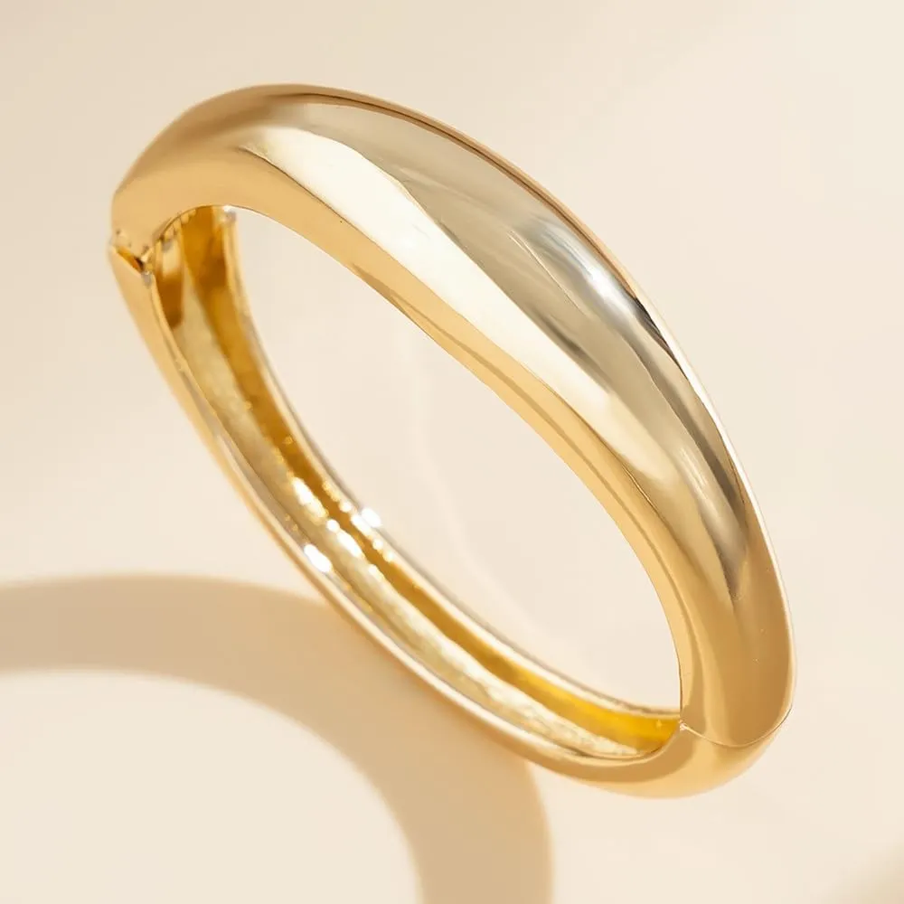 Gold Cuff Bangle Bracelets Set For Women Chunky Trendy Silver Bracelet Irregular Minimalist Open Wide Bangles Hinged Arm Cuff Jewelry Gift 2PC