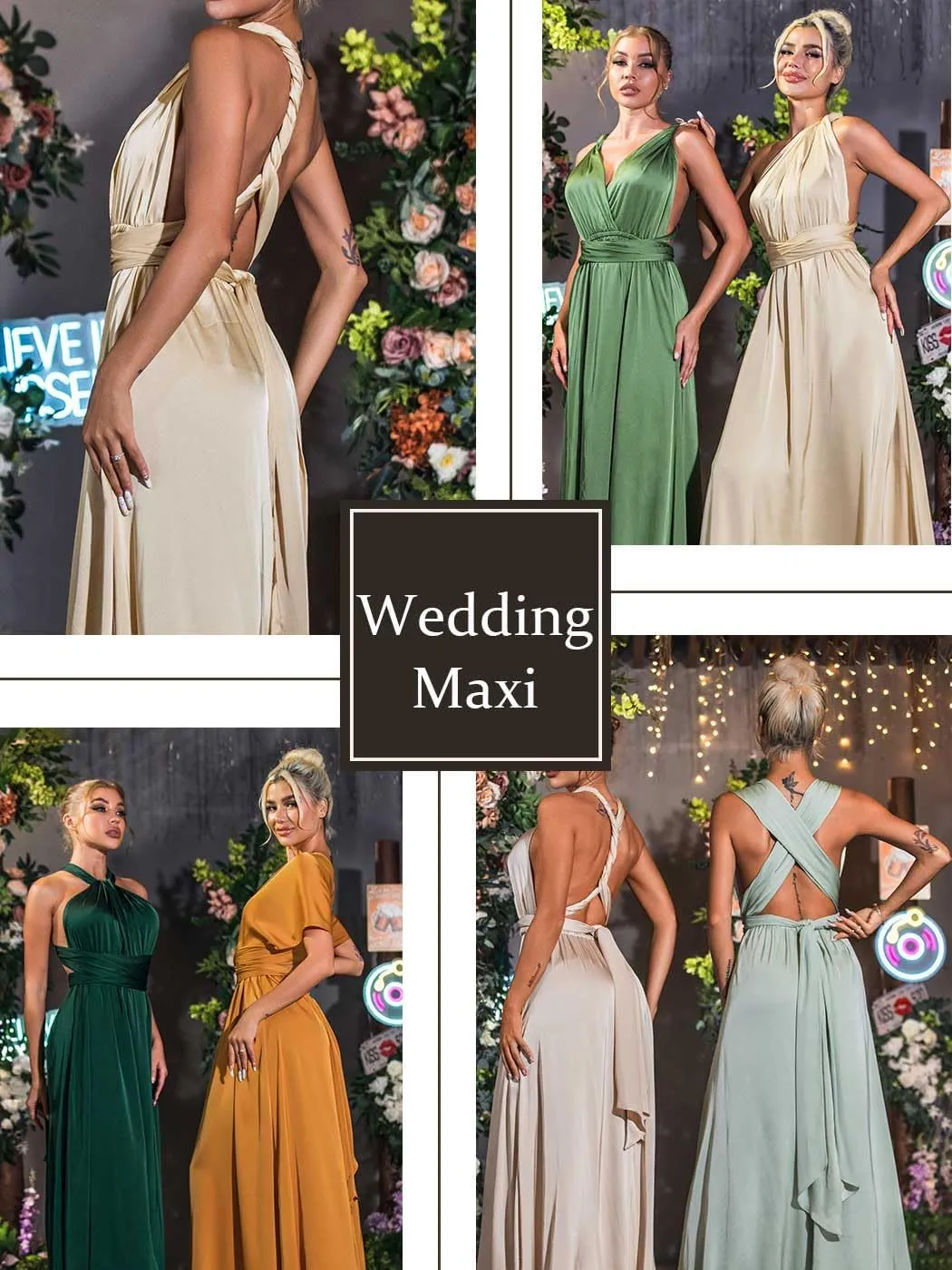 GORAIS Women Infinity Dress for Bridesmaid Long Evening Maxi Wrap Dresses Convertible Prom Wedding Gown