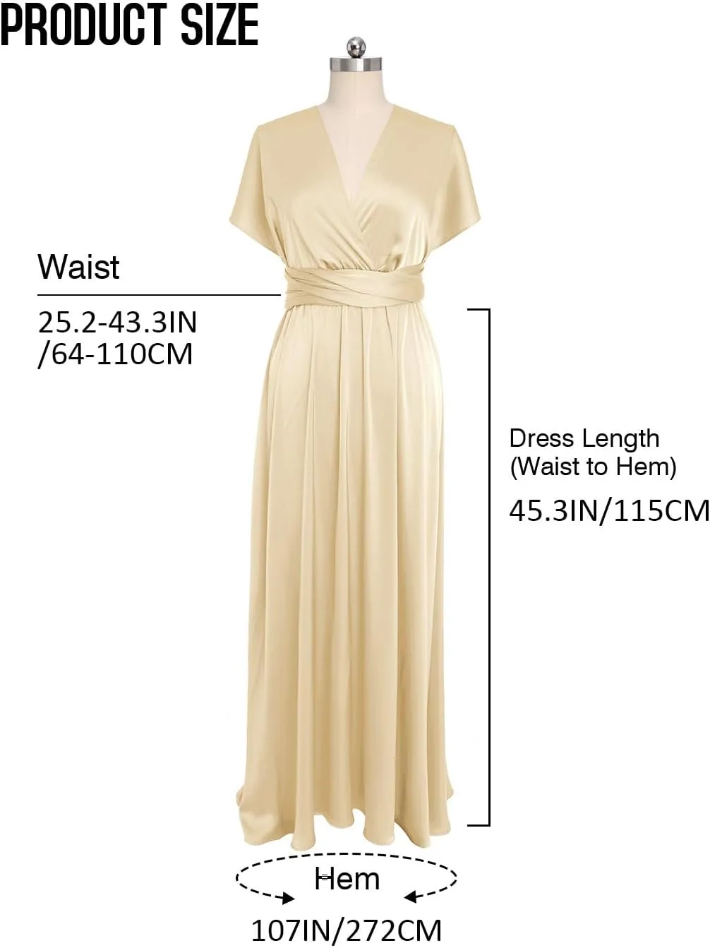 GORAIS Women Infinity Dress for Bridesmaid Long Evening Maxi Wrap Dresses Convertible Prom Wedding Gown
