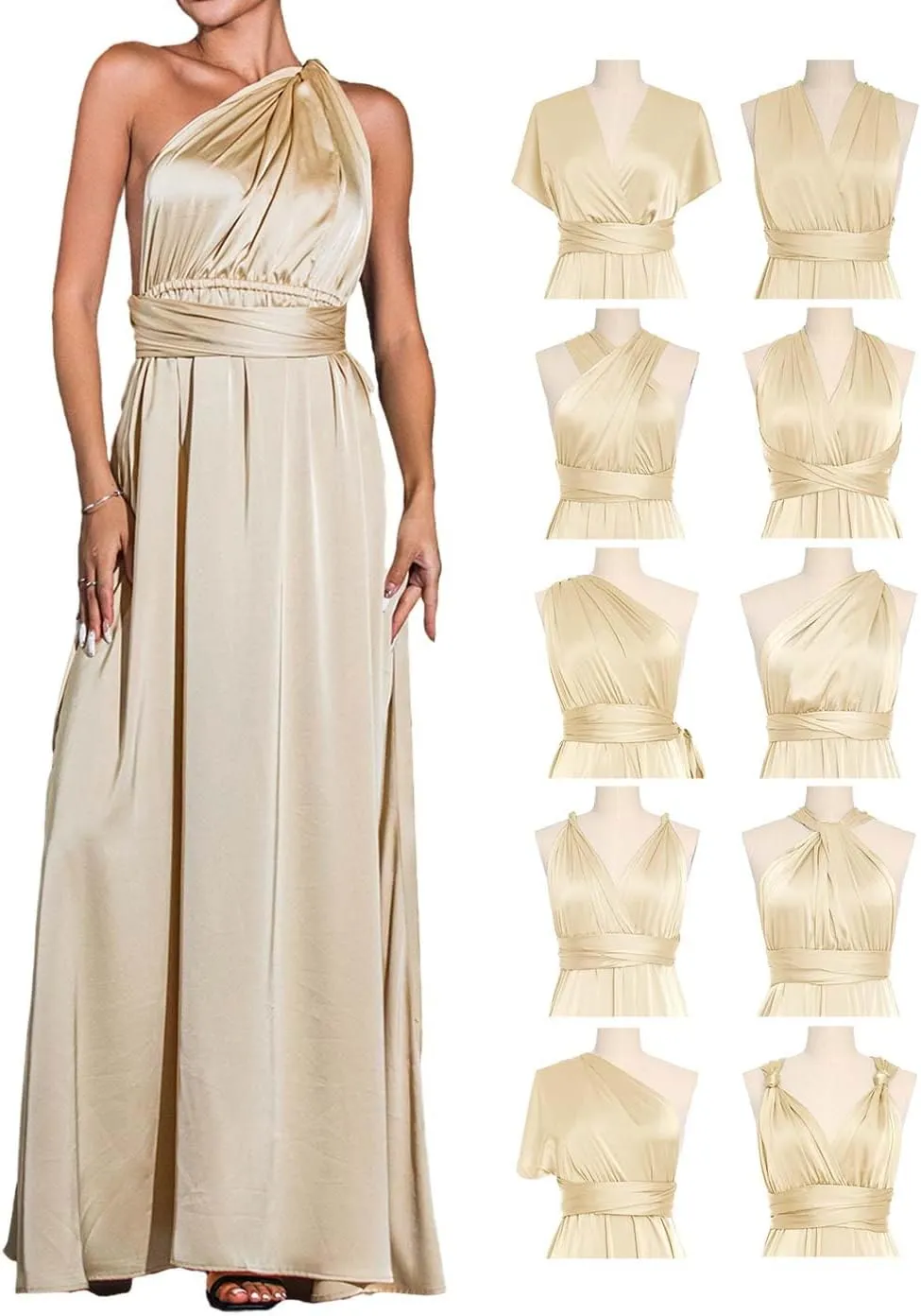 GORAIS Women Infinity Dress for Bridesmaid Long Evening Maxi Wrap Dresses Convertible Prom Wedding Gown