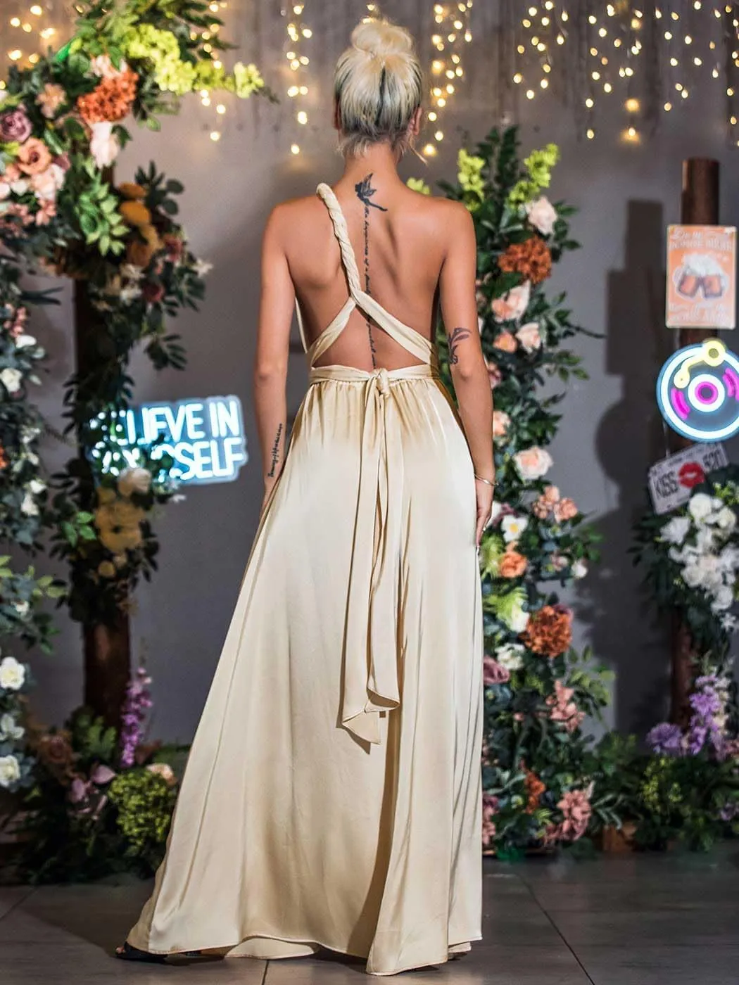 GORAIS Women Infinity Dress for Bridesmaid Long Evening Maxi Wrap Dresses Convertible Prom Wedding Gown