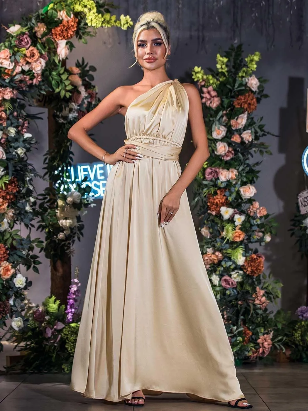 GORAIS Women Infinity Dress for Bridesmaid Long Evening Maxi Wrap Dresses Convertible Prom Wedding Gown