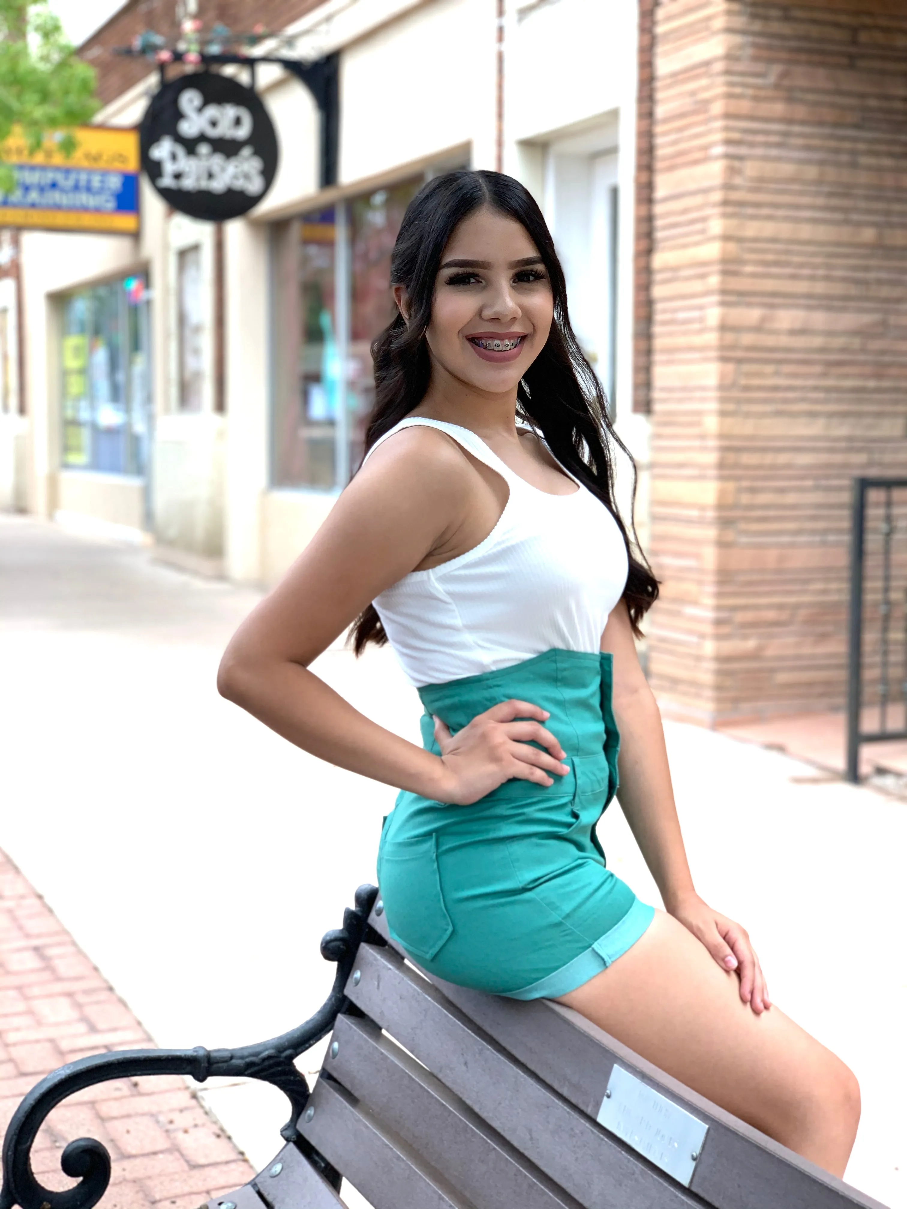 Green High Waist Shorts