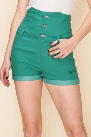 Green High Waist Shorts