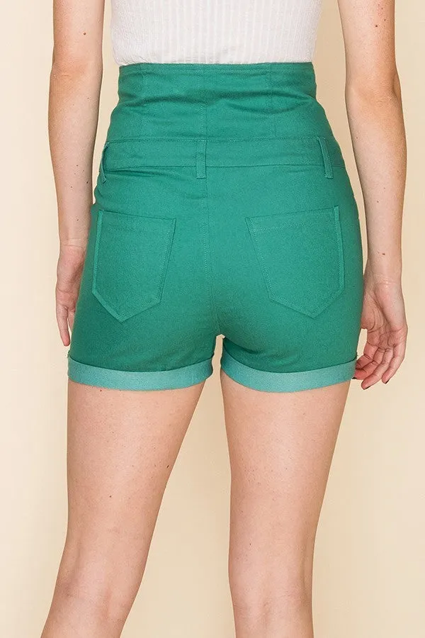 Green High Waist Shorts