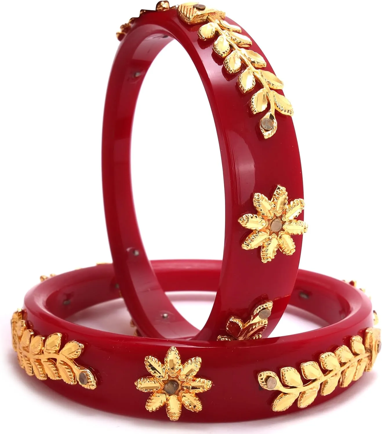 Handcrafted Gold Plated Red Designer Pola Bangles Set of 2 Gift For Her Women Jewelry Indian Bollywood Bangle Bracelets Kangan