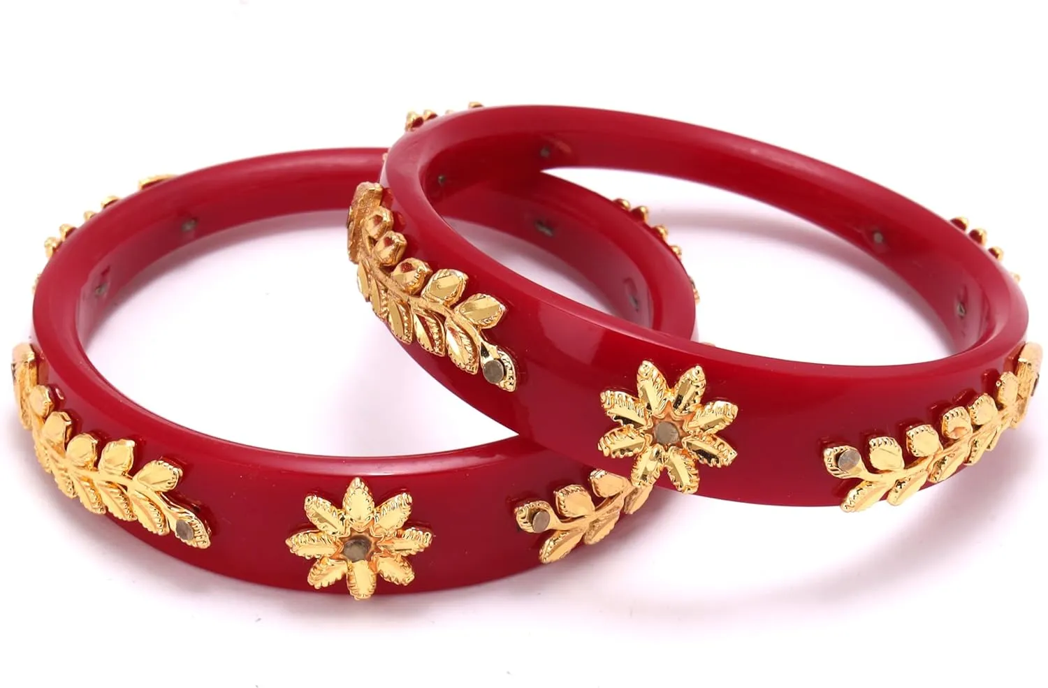 Handcrafted Gold Plated Red Designer Pola Bangles Set of 2 Gift For Her Women Jewelry Indian Bollywood Bangle Bracelets Kangan