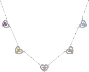 Heart Crystal Necklace with Emerald Stones 5 Heart Pendants Necklaces Jewelry for Women