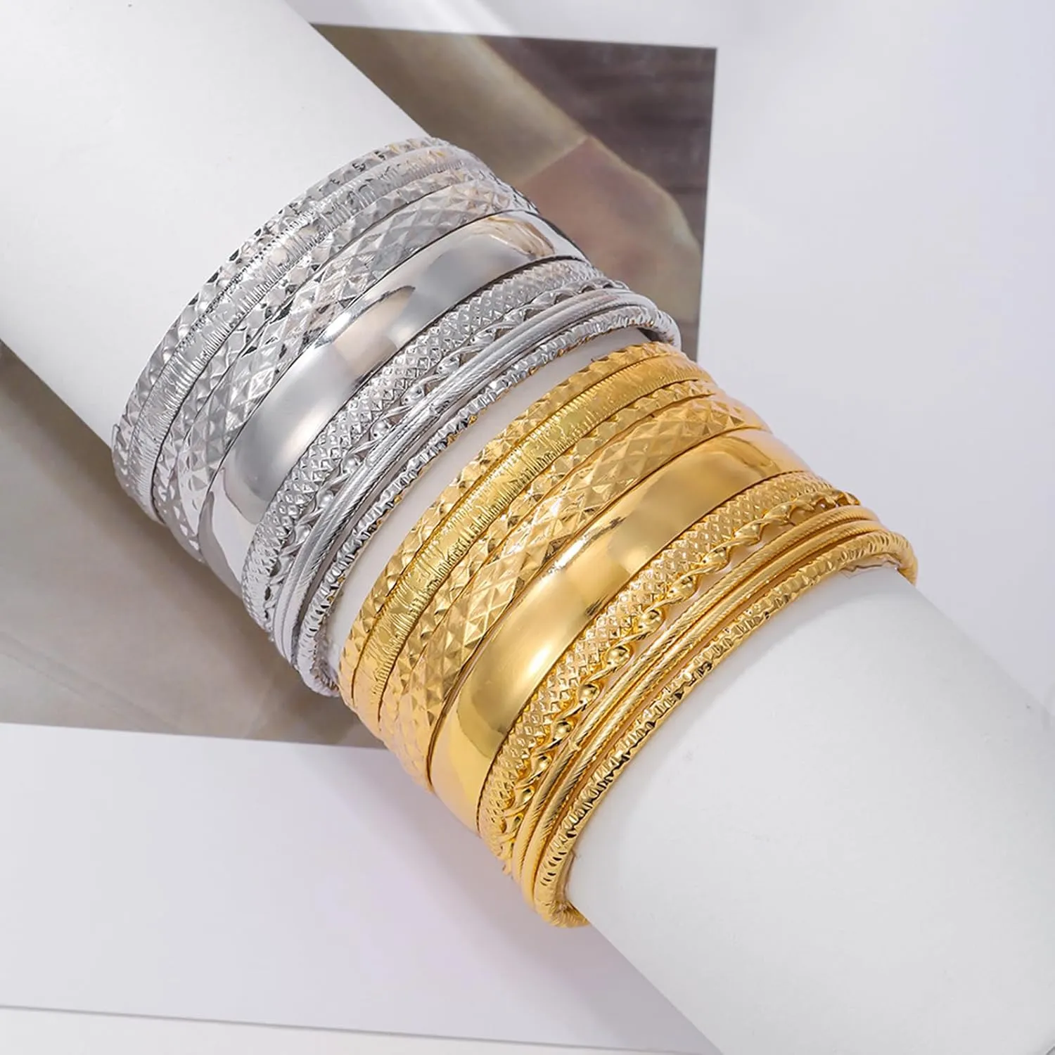 HIIXHC Bangles Bracelets for Women Bracelet Stack Chunky Indian Multi Bangle Bracelet Set Punk Bracelets Jewelry for Women Gift
