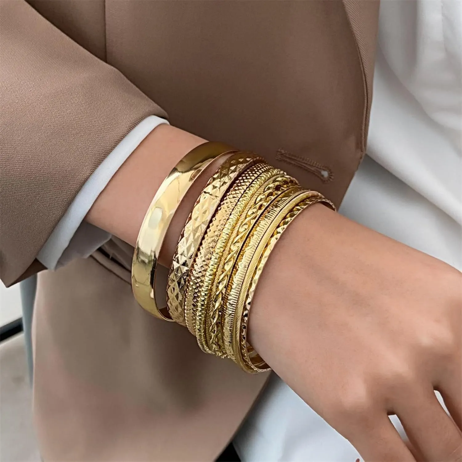 HIIXHC Bangles Bracelets for Women Bracelet Stack Chunky Indian Multi Bangle Bracelet Set Punk Bracelets Jewelry for Women Gift