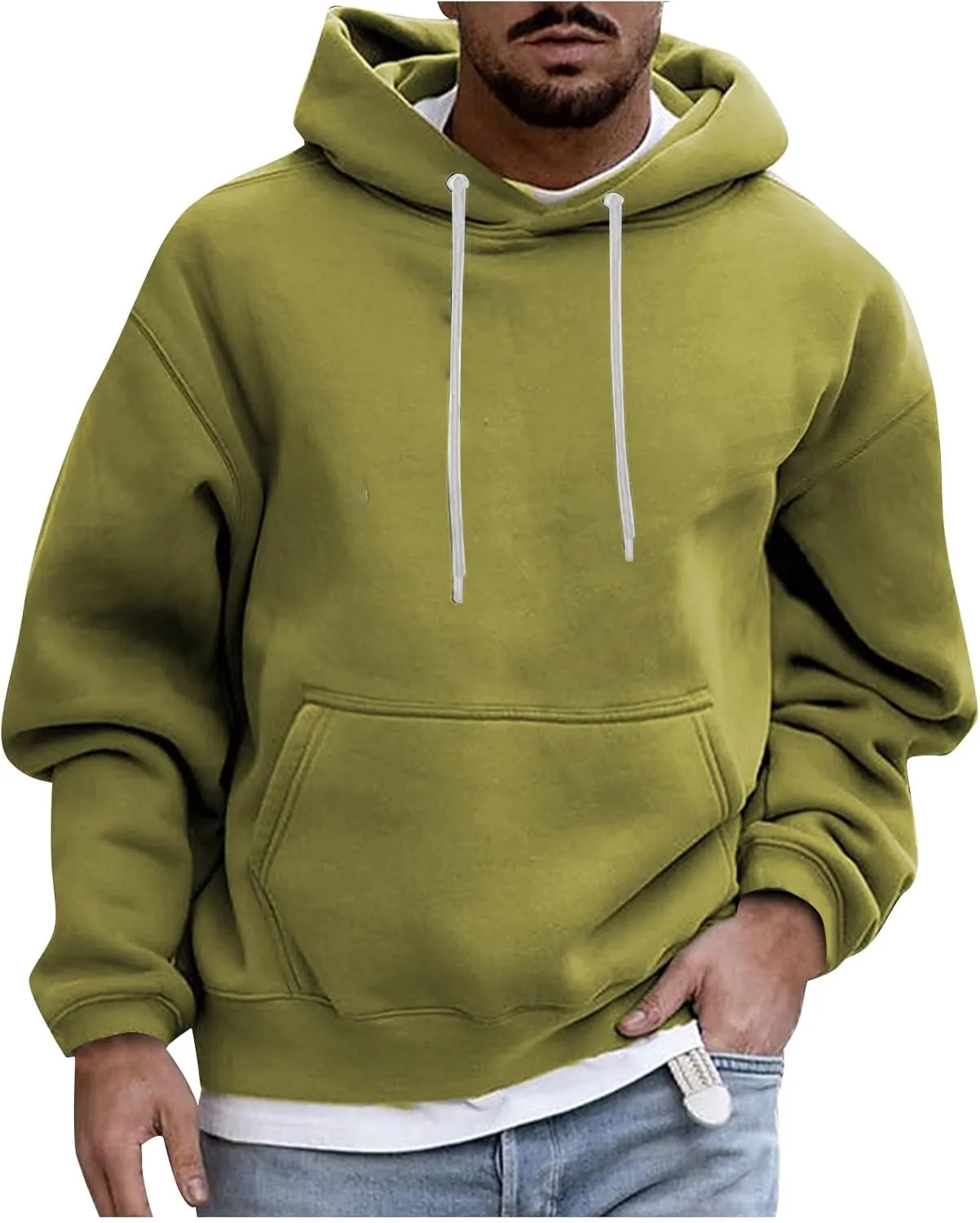 Hoodies for Men 2024 Men's Fleece Pullover Hoodie Loose Fit Ultra Soft Hooded Sweatshirt with Pockets
