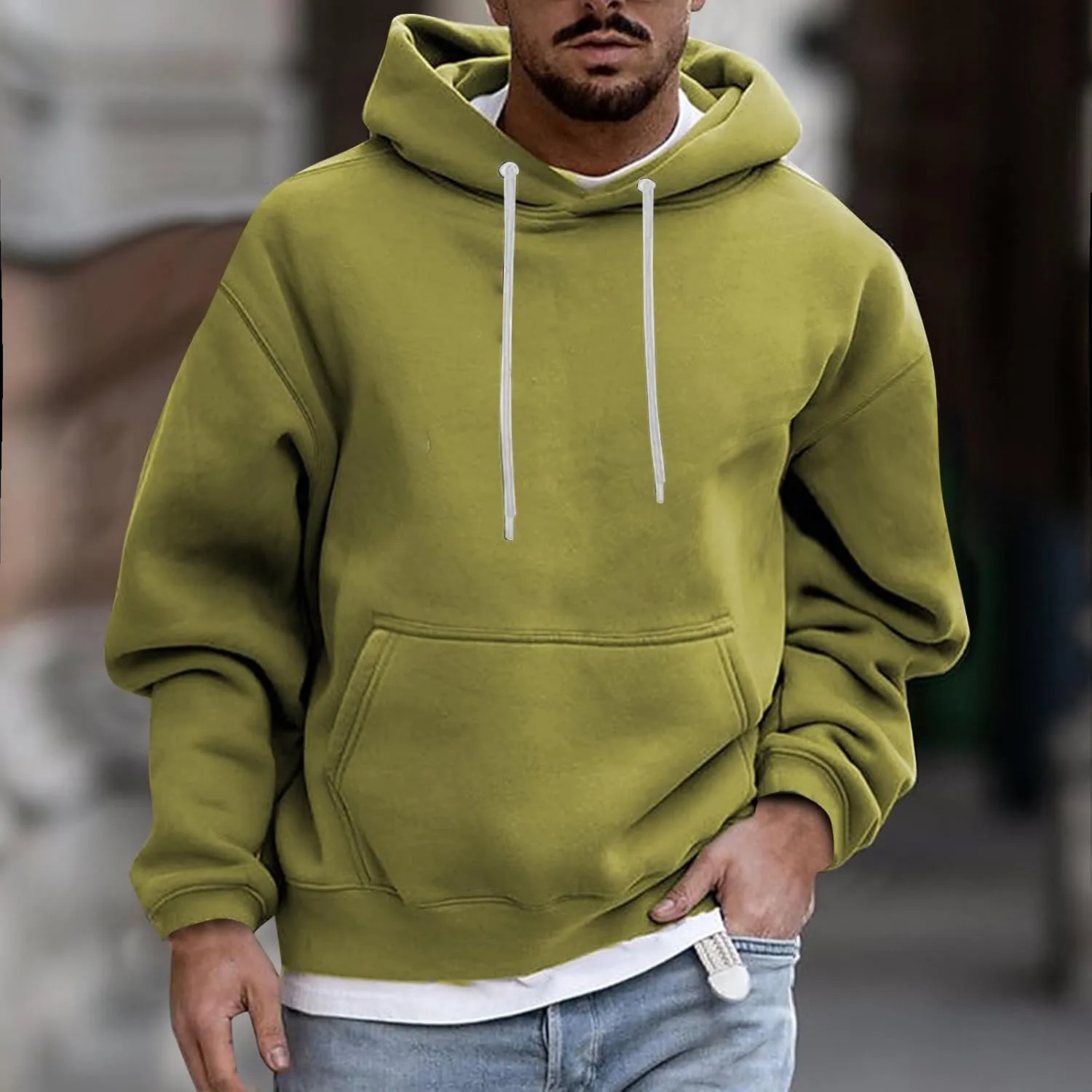 Hoodies for Men 2024 Men's Fleece Pullover Hoodie Loose Fit Ultra Soft Hooded Sweatshirt with Pockets
