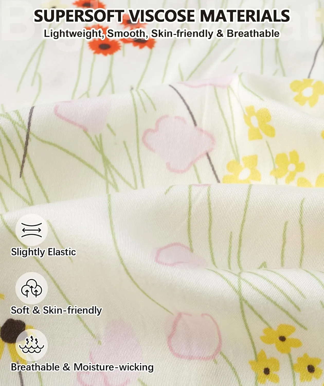 IIG Women's Soft Bamboo Nightgown Loose Pajamas Comfy Chemise Sleepwear Cute Sleep Shirts S-2XL