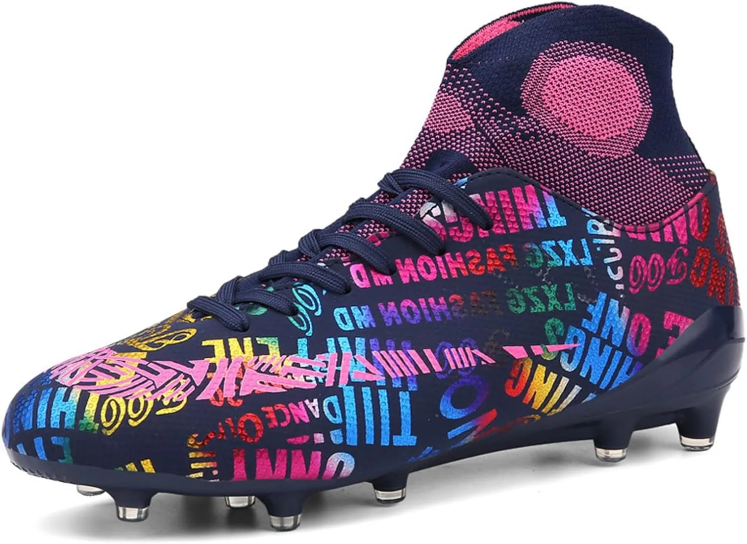Indoor Youth Football Cleats,Outdoor Sports Fg/Ag Cleats Men Football Shoes,High-Top Comfortable Turf Kids Soccer Cleats,Breathable Lightweight,for Athletics