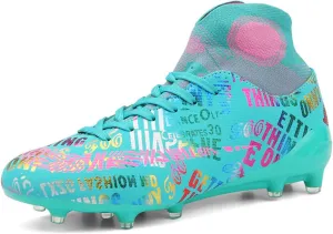 Indoor Youth Football Cleats,Outdoor Sports Fg/Ag Cleats Men Football Shoes,High-Top Comfortable Turf Kids Soccer Cleats,Breathable Lightweight,for Athletics