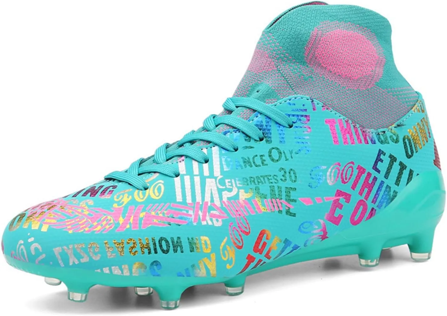 Indoor Youth Football Cleats,Outdoor Sports Fg/Ag Cleats Men Football Shoes,High-Top Comfortable Turf Kids Soccer Cleats,Breathable Lightweight,for Athletics