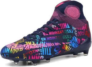 Indoor Youth Football Cleats,Outdoor Sports Fg/Ag Cleats Men Football Shoes,High-Top Comfortable Turf Kids Soccer Cleats,Breathable Lightweight,for Athletics