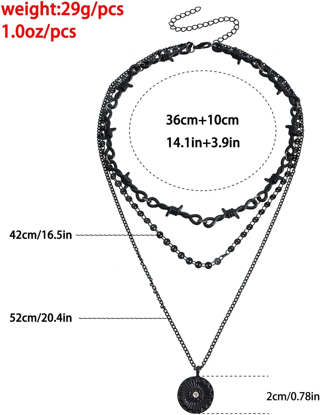 INENIMARTJ Gothic Layered Necklace for Women Black Layered Choker Necklaces Retro Gothic Necklaces Punk Black Heart Cross Circle Coin Pendant Necklaces Black Halloween Jewelry