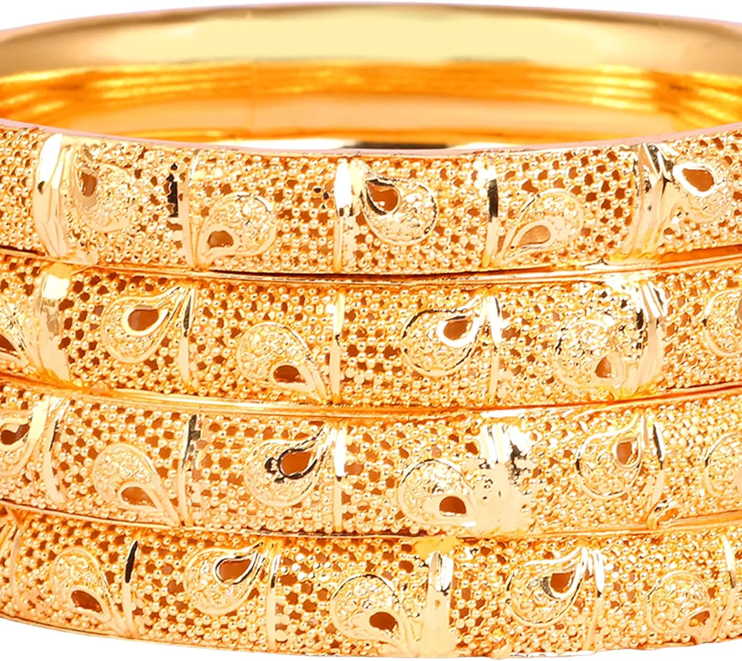 JD'Z COLLECTION Indian Gold Plated Bangles Bracelets Bollywood Jewelry For Women Traditional Pola Gold Bangles Set of 4pc Trendy Costume Jewelry Bangles Set