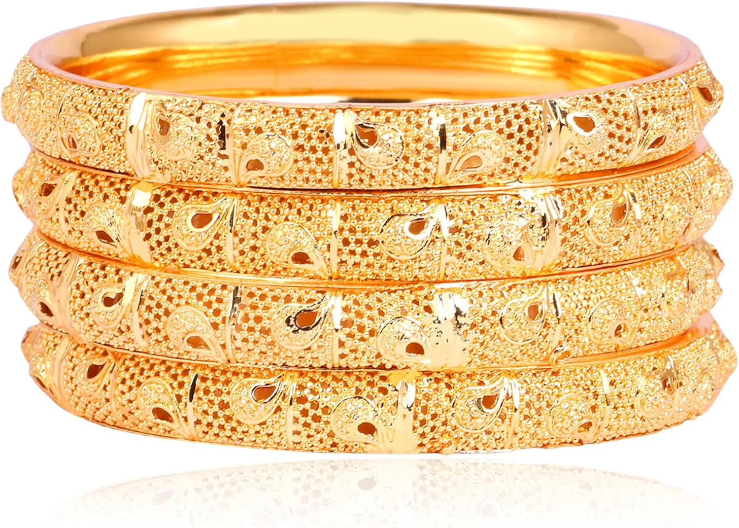 JD'Z COLLECTION Indian Gold Plated Bangles Bracelets Bollywood Jewelry For Women Traditional Pola Gold Bangles Set of 4pc Trendy Costume Jewelry Bangles Set