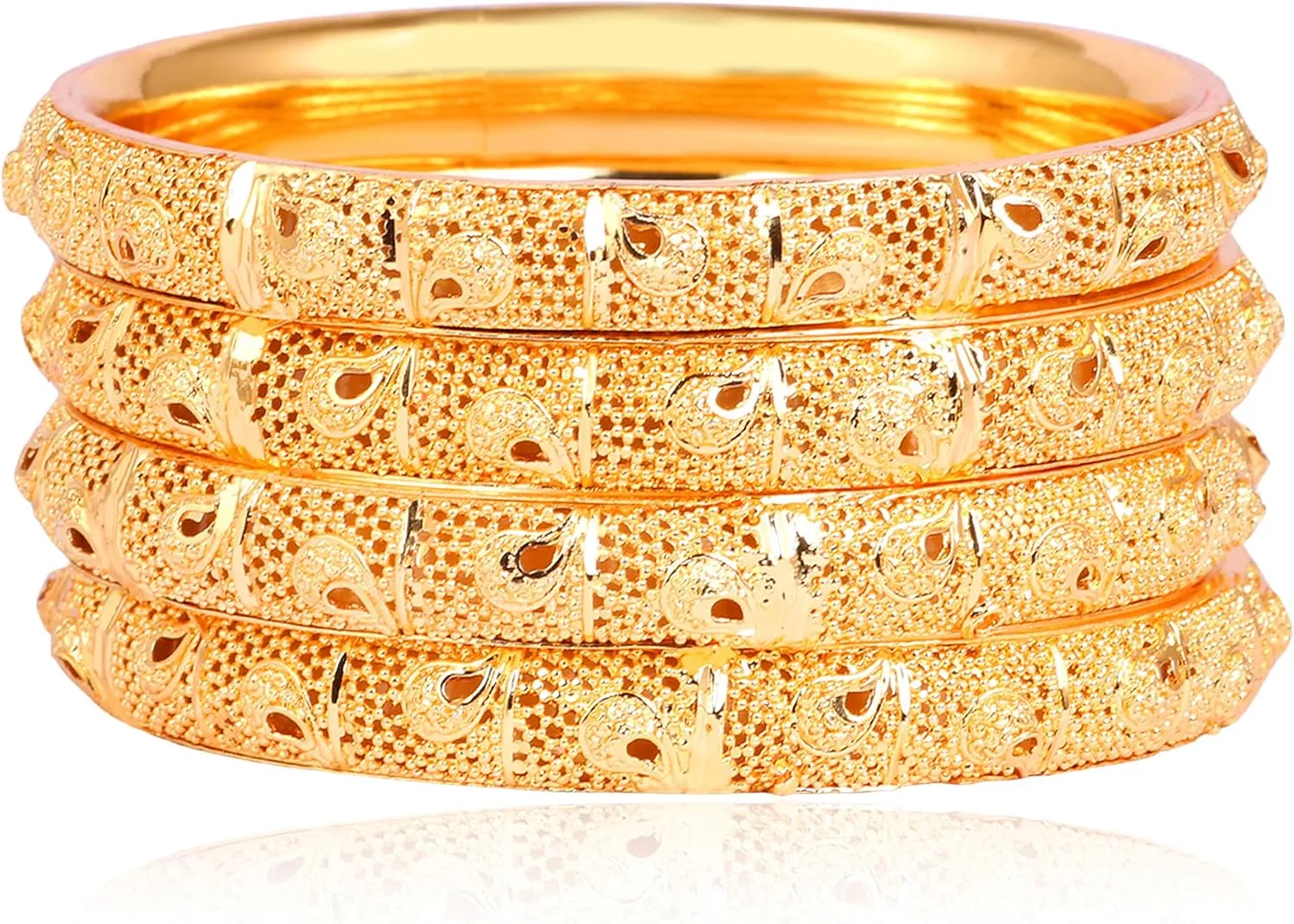 JD'Z COLLECTION Indian Gold Plated Bangles Bracelets Bollywood Jewelry For Women Traditional Pola Gold Bangles Set of 4pc Trendy Costume Jewelry Bangles Set