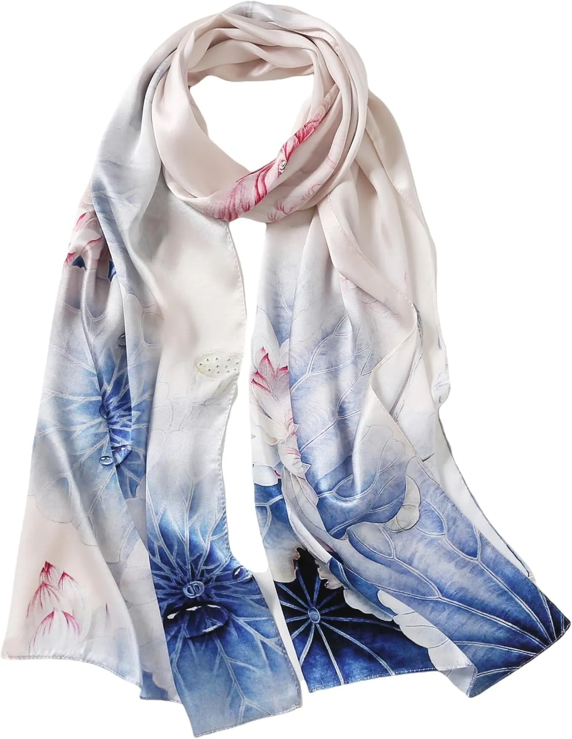 Jeelow 100% Mulberry Pure Real Silk Scarf Lightweight Chiffon Shawls And Wraps Sheer For Women Oblong