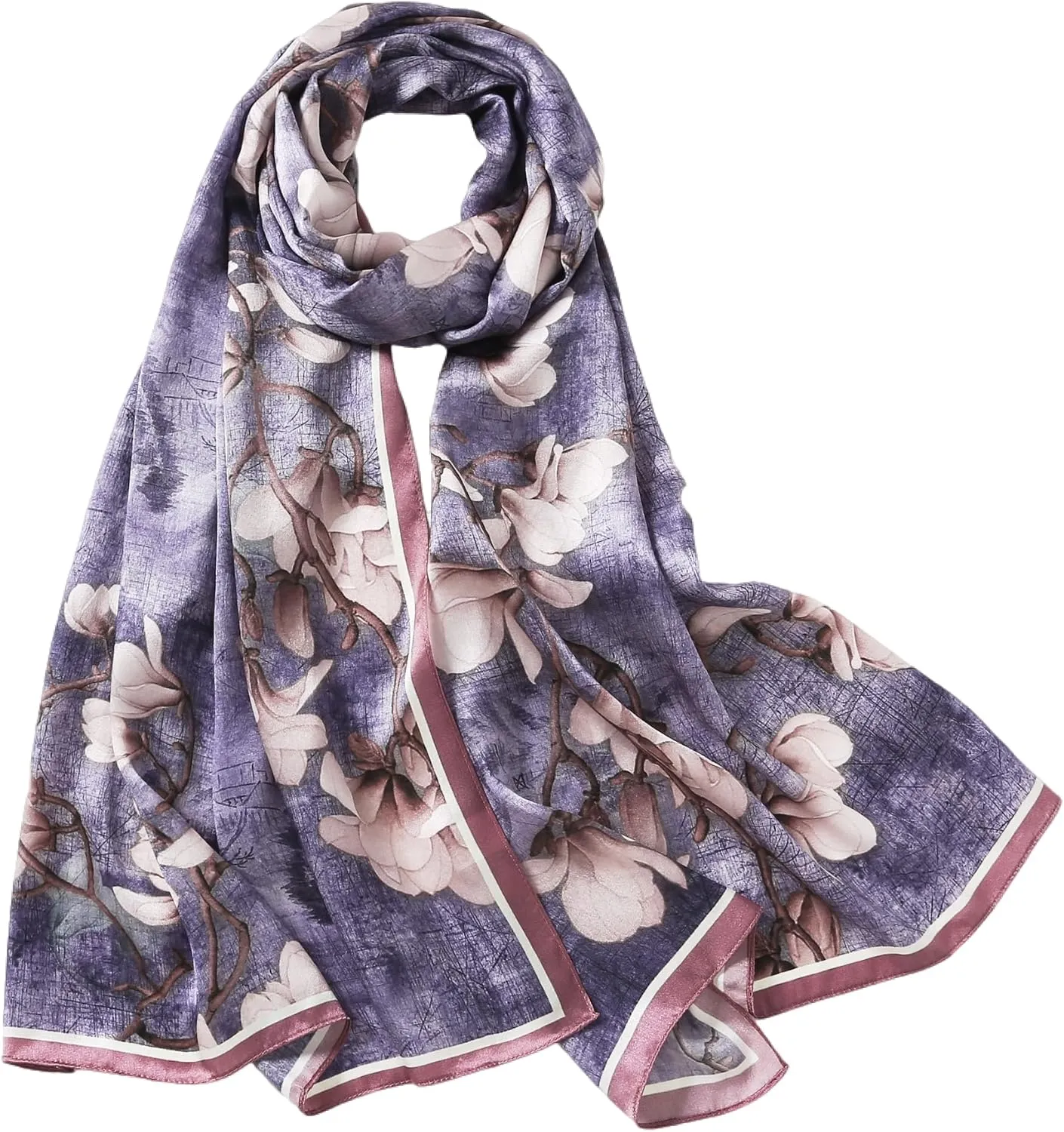 Jeelow 100% Mulberry Pure Real Silk Scarf Lightweight Chiffon Shawls And Wraps Sheer For Women Oblong