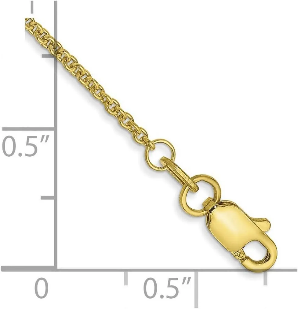 JewelryWeb 10k Solid Yellow Gold 1.5mm Cable Chain Anklet-Anklet for Women and Men