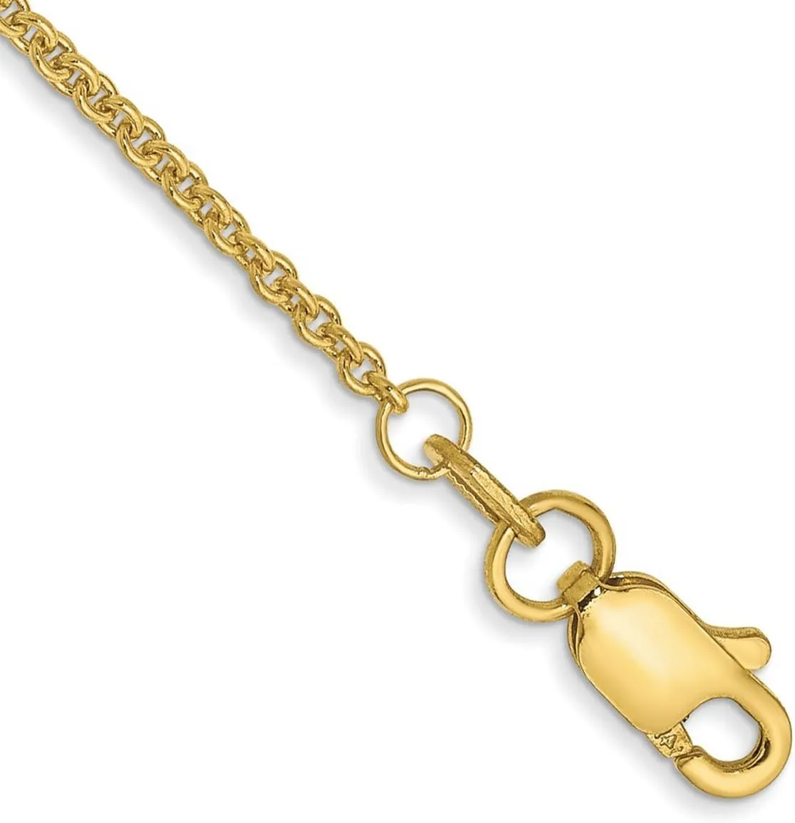 JewelryWeb 10k Solid Yellow Gold 1.5mm Cable Chain Anklet-Anklet for Women and Men