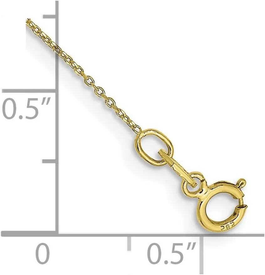 JewelryWeb 10k Solid Yellow Gold .6mm Sparkle Cut Cable Chain Anklet-Anklet for Women and Men
