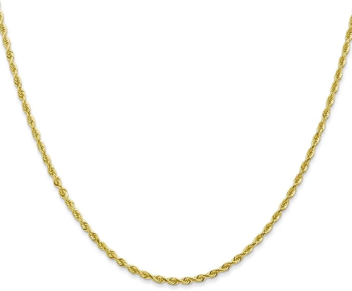 JewelryWeb 10k Solid Yellow Gold Lobster Claw Closure 2.00mm Sparkle Cut Quadruple Rope Chain Bracelet Link-Bracelet for Women and Men