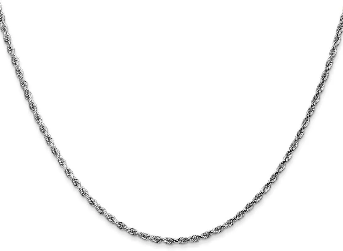 JewelryWeb 10k White Gold 1.75mm Sparkle Cut Rope Chain Ankle Bracelet Anklet for Women and Men