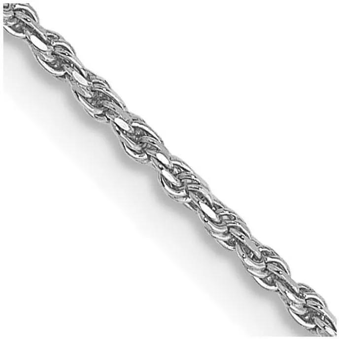 JewelryWeb 10k White Gold Solid 1.2mm Sparkle Cut Rope Chain Anklet 9 Inch Lobster Claw-Anklet for Women and Men