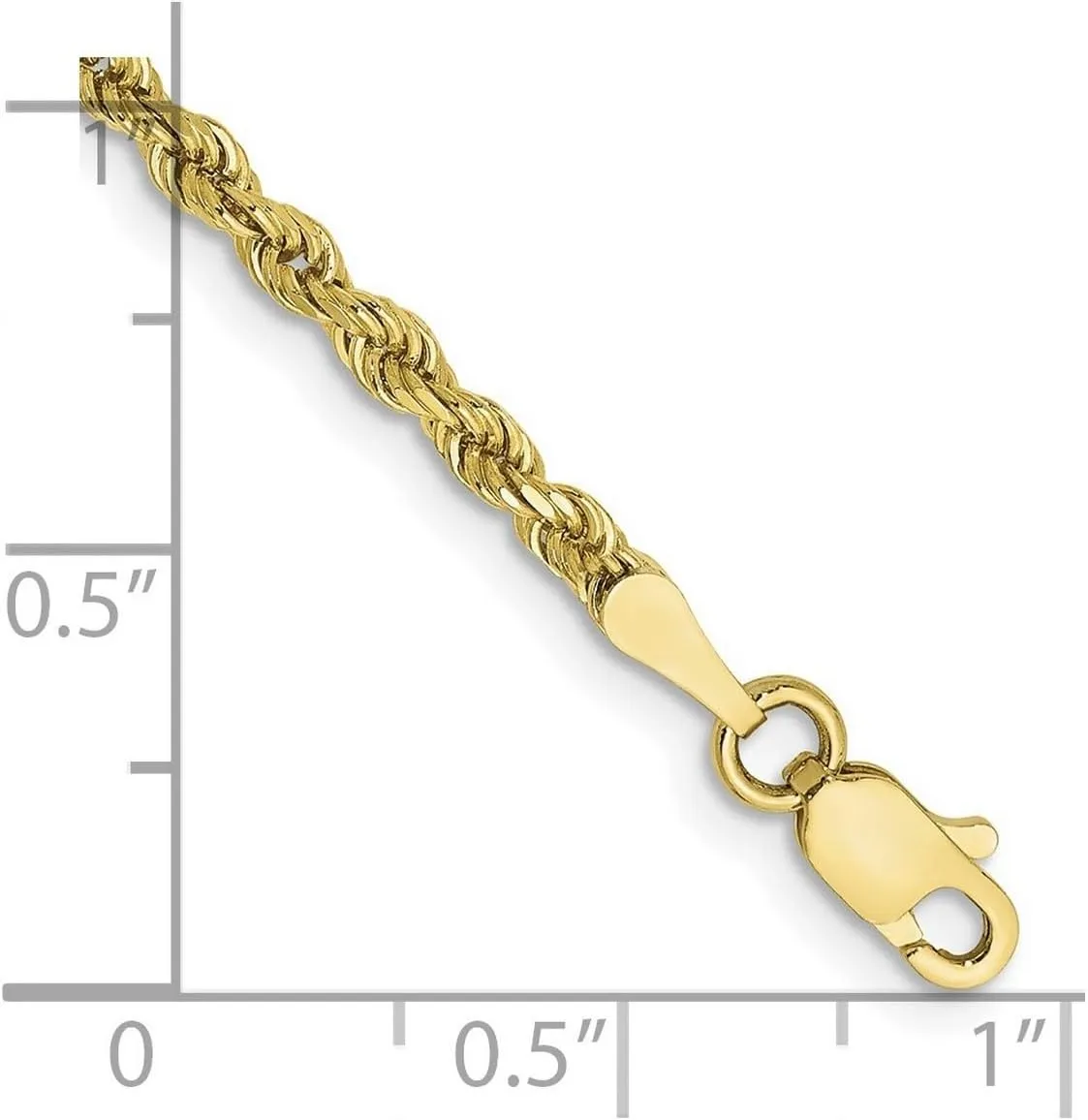 JewelryWeb 10k Yellow Gold Solid 2.5mm Handmade Sparkle Cut Rope Chain Anklet Lobster Claw-Anklet for Women and Men