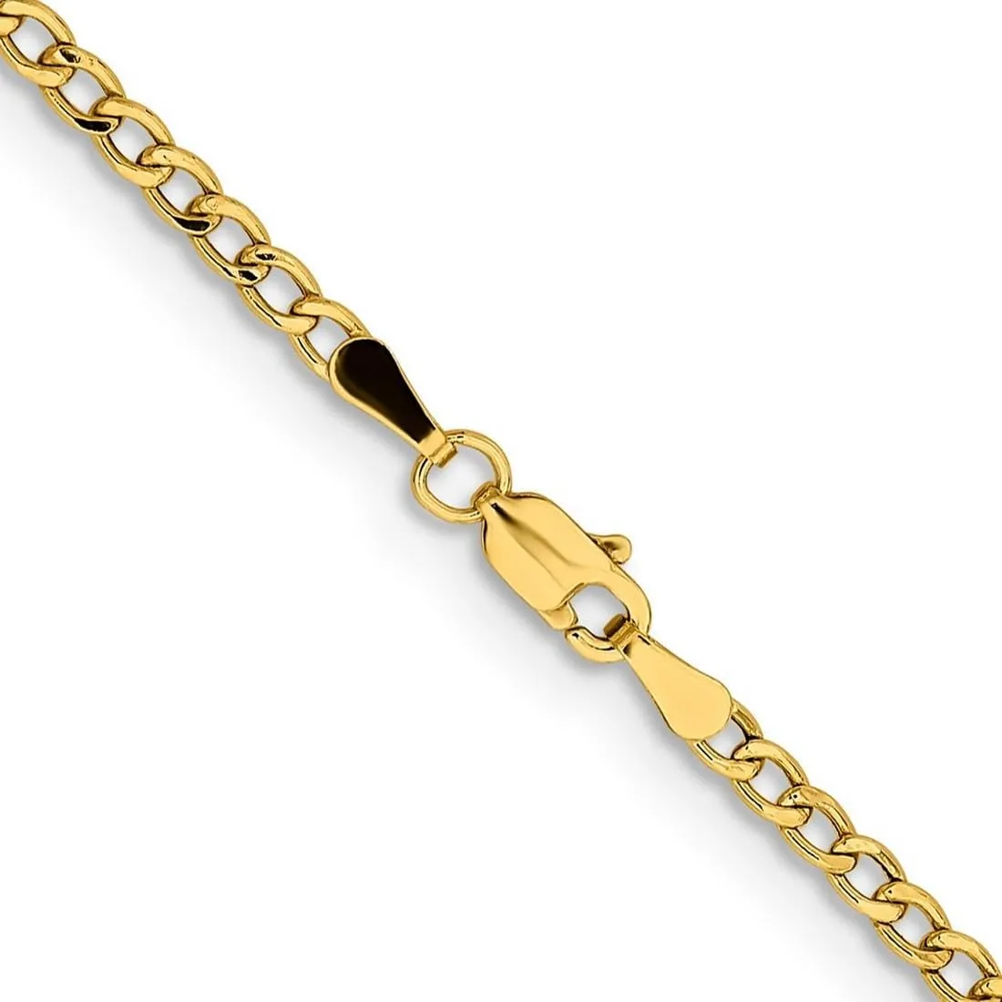 JewelryWeb 14k Gold 2.85mm Semi solid Curb Chain Bracelet Link-Bracelet for Women and Men