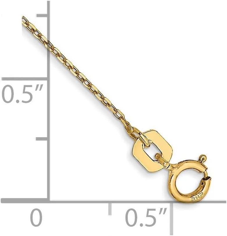 JewelryWeb 14k Gold .8mm Sparkle Cut Cable With Spring-Ring Clasp Chain Anklet-Anklet for Women and Men