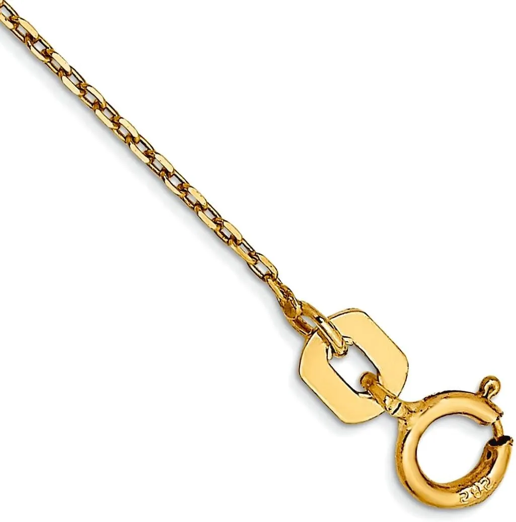 JewelryWeb 14k Gold .8mm Sparkle Cut Cable With Spring-Ring Clasp Chain Anklet-Anklet for Women and Men
