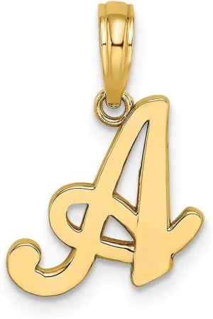 JewelryWeb 14k Gold a Script Letter Name Personalized Monogram Initial High Polish Charm 16.4x12.67mm Wide 1.05mm Thick Pendant Necklace for Women