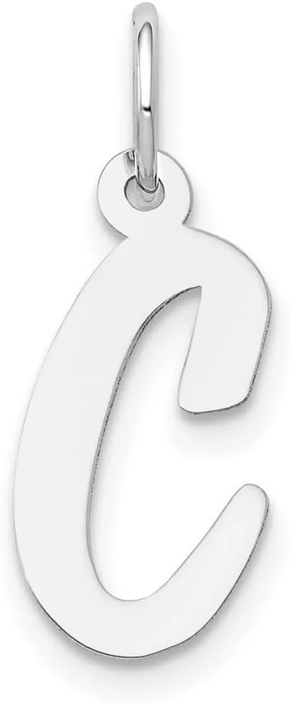 JewelryWeb 14k White Gold Solid Polished Laser cut Medium Script Letter Name Personalized Monogram Initial Charm 19.3x12.8mm Pendant Necklace for Women