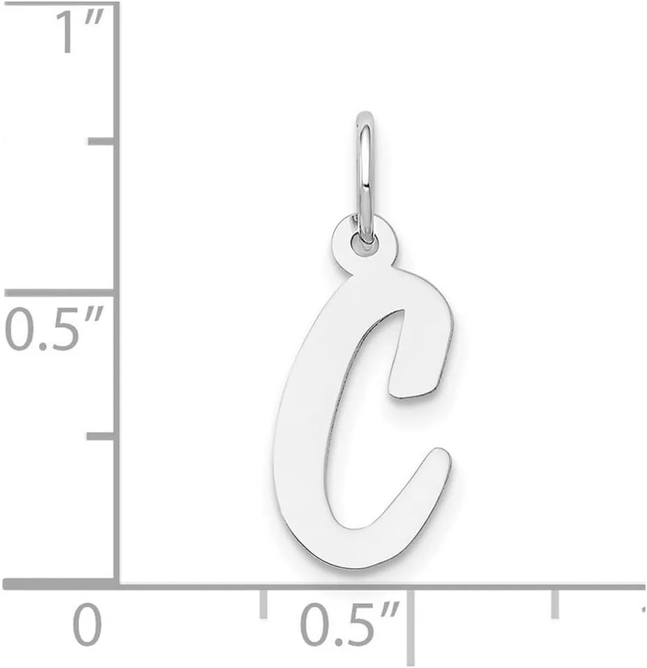 JewelryWeb 14k White Gold Solid Polished Laser cut Medium Script Letter Name Personalized Monogram Initial Charm 19.3x12.8mm Pendant Necklace for Women
