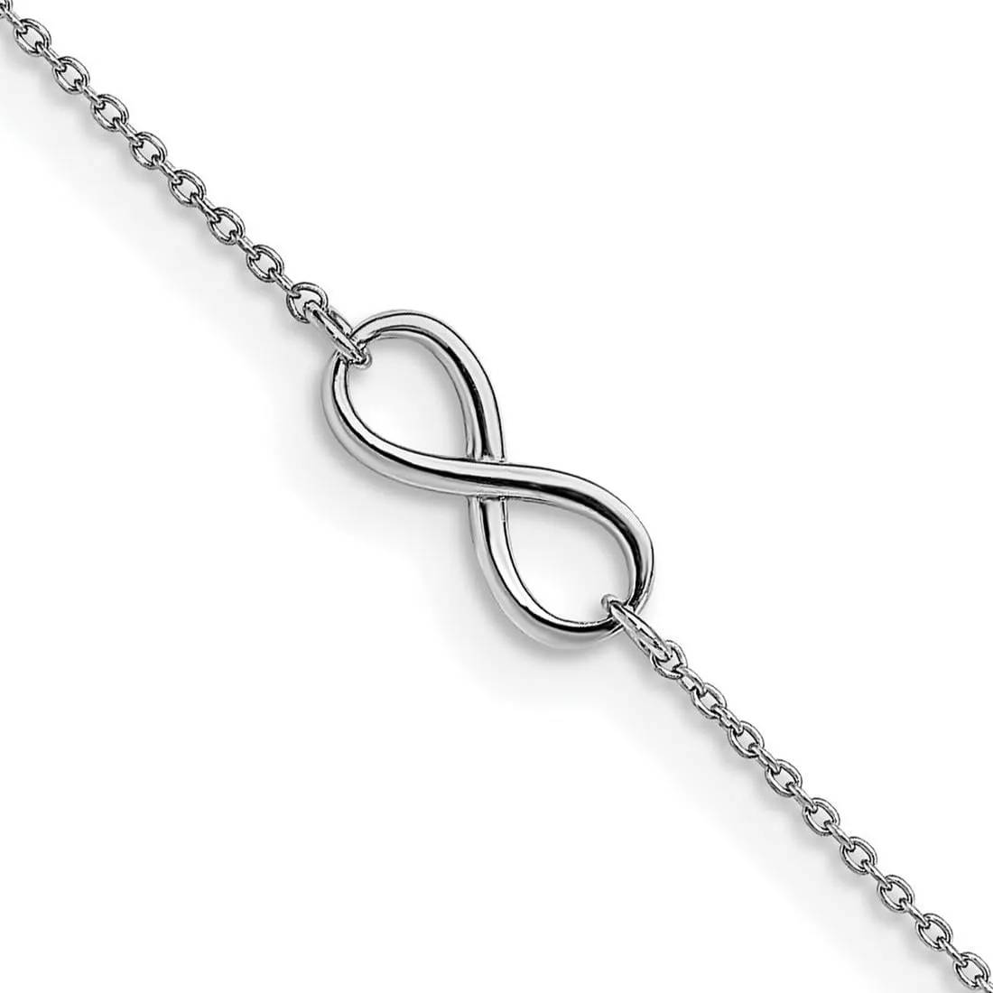 JewelryWeb 14k White Gold Spring-Ring Polished Infinity With 1inch Ext. Anklet 9 Inch 2.5mm Wide-Anklet for Women